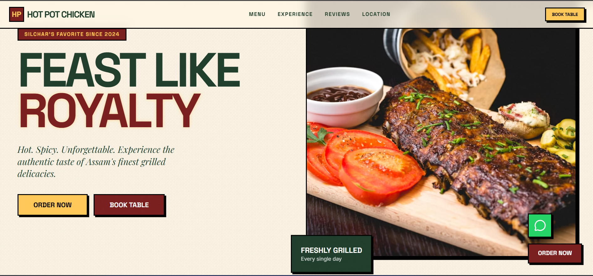 Hot Pot Chicken – Premium Restaurant Landing Page
